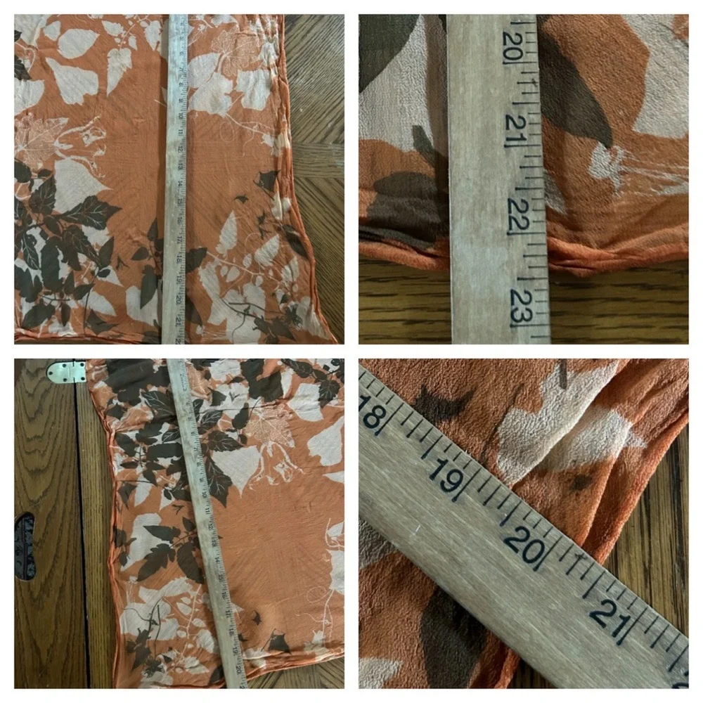 Vintage Sheer Fall Leaves Scarf Hand-Rolled/Hand-Sewn